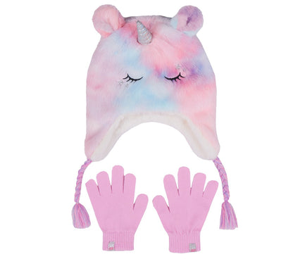Skechers Kids|Clothing | Cold Weather Plush Tie-Dye Unicorn Hat Set